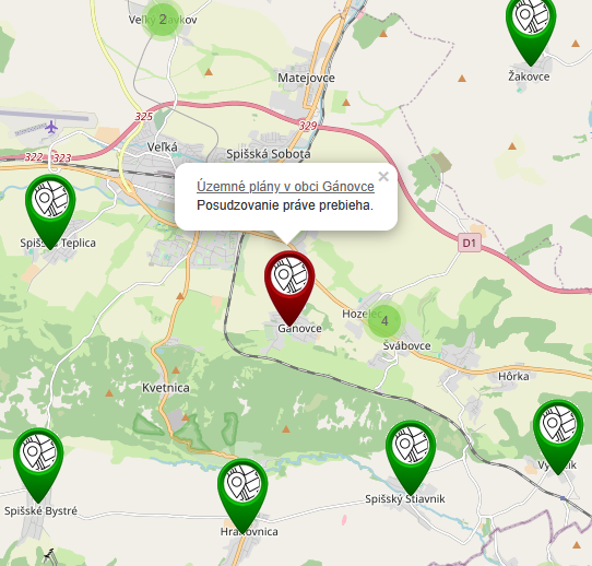 Mapa územných plánov